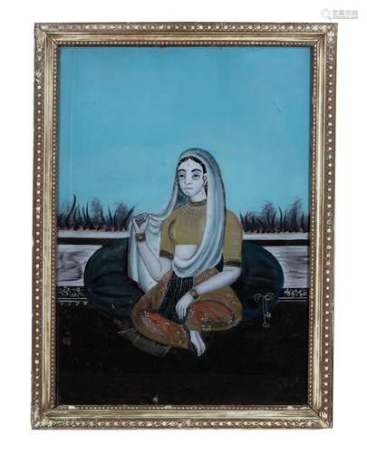 INDIAN REVERSE-GLASS PAINTING, 20TH CENTURY