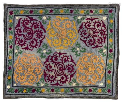 AN UZBEKI EMBROIDERY HANGING PANEL, CENTRAL ASIA, 19TH CENTU...