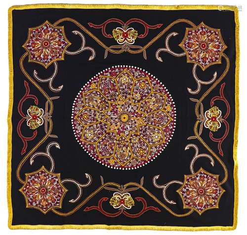 AN EMBROIDERED AND APPLIQUÉ WOOL RESHT PANEL  PERSIA, 20TH C...