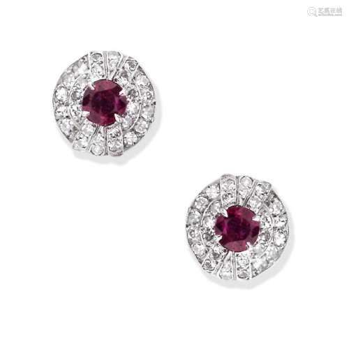 RUBY AND DIAMOND CLUSTER EARRINGS