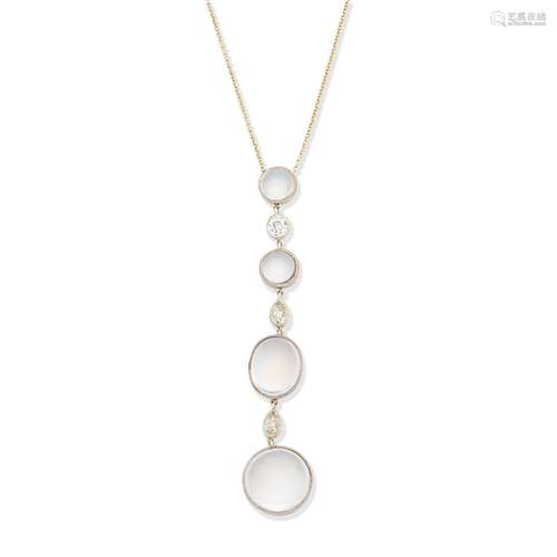 MOONSTONE AND DIAMOND NECKLACE