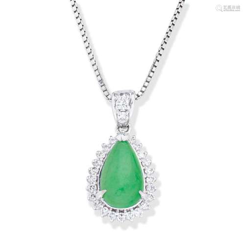 JADE AND DIAMOND PENDANT/NECKLACE