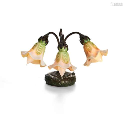 Tiffany Studios Three-light Lily Desk Lamp Base, New York, N...