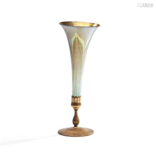 Tiffany Studios Favrile Glass Pulled-feather Trumpet Vase, N...