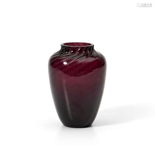 Steuben Optic Rib Amethyst Glass Vase, Corning, New York, ea...