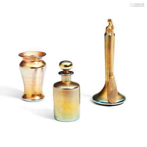 Steuben Gold Aurene Glass Perfume Bottle, Corning, New York,...