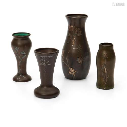 Four Heinz Art Metal Vases, Buffalo, New York, early 20th ce...