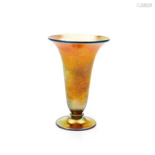 Steuben Gold Aurene Glass Trumpet Vase, Corning, New York, e...