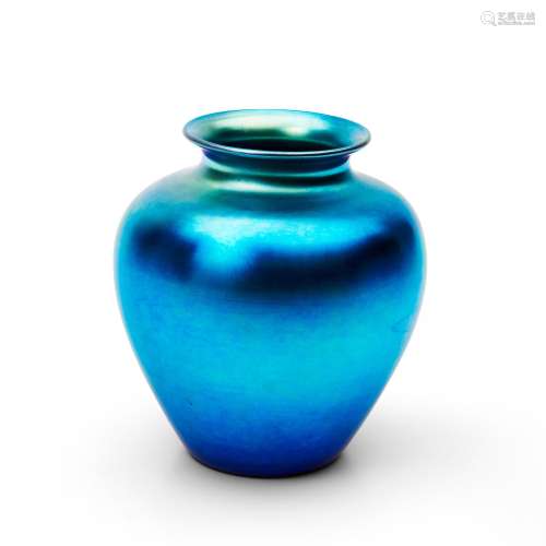 Blue Aurene-style Glass Vase, 20th century, unmarked, ht. 8 ...