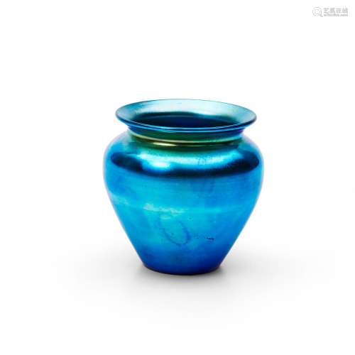 Blue Iridescent Art Glass Vase, early 20th century, probably...