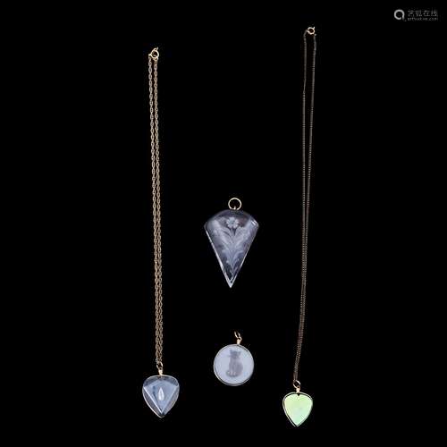 Four Steuben Glass Pendants, Corning, New York, late 20th/21...