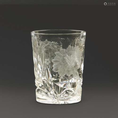 G.T. Hawkes & Co. Cut and Engraved Gravic Glass Tumbler,...