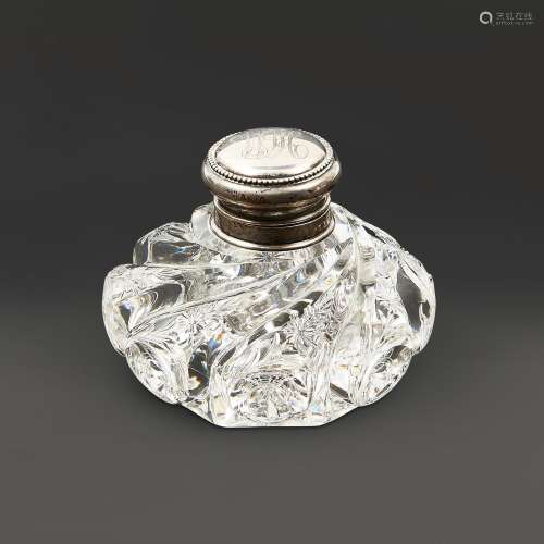 T.G. Hawkes & Co. Brilliant Cut Gravic Glass Inkwell, Co...