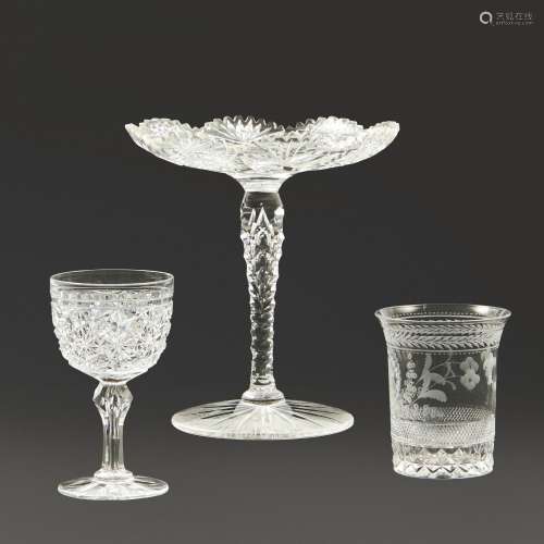 Two Pieces of T.G. Hawkes & Co. Cut and Engraved Crystal...