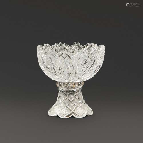 Brilliant-cut Crystal Miniature Bowl and Stand, late 19th/ea...