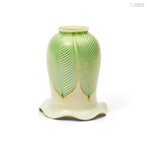 Steuben Green Pulled-feather Glass Shade, Corning, New York,...