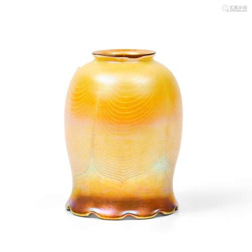 Steuben Gold Aurene Pulled-feather Glass Shade, Corning, New...