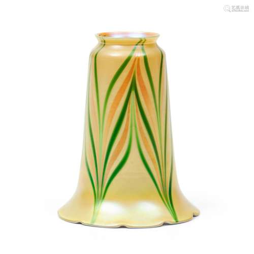 Quezal Green and Gold on Chartreuse Glass Shade, Queens, New...