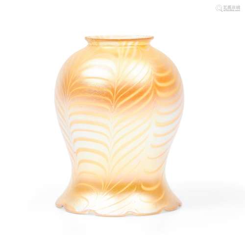 Steuben Gold Aurene Pulled-feather on Reactive Glass Shade, ...
