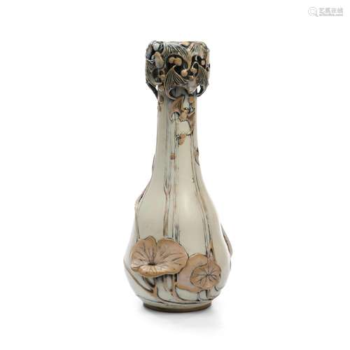 Amphora Teplitz Art Nouveau Bat and Berry Porcelain Vase, Au...