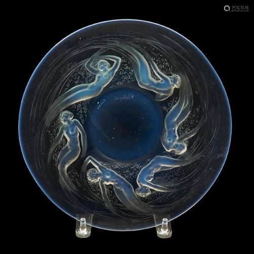 Rene Lalique (1860-1945) Glass Ondines Plate, France, depict...