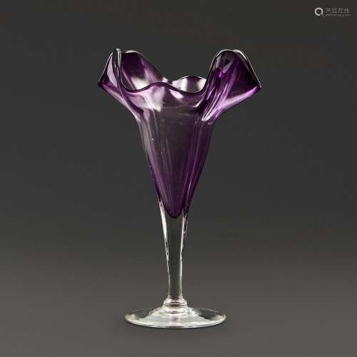 Steuben Amethyst-to-clear Footed Grotesque Glass Vase, Corni...
