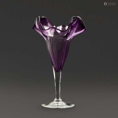 Steuben Amethyst-to-clear Footed Grotesque Glass Vase, Corni...