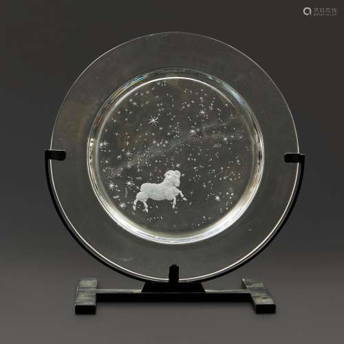 Don Weir for Steuben Aires Zodiac Crystal Plate, Corning, Ne...