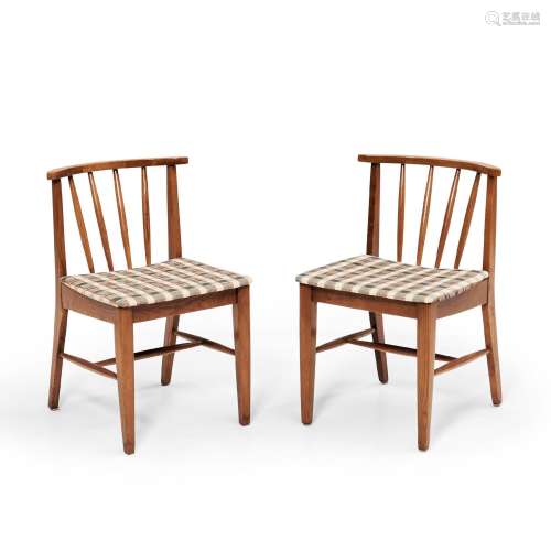 Pair of Mid-century Modern Side Chairs, c. 1960, stenciled m...