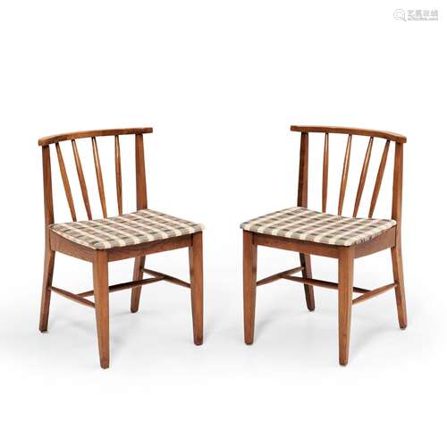 Pair of Mid-century Modern Side Chairs, c. 1960, stenciled m...