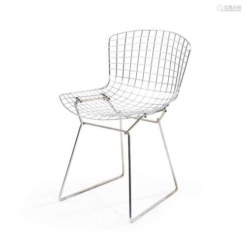 Bertoia-style Wire Side Chair, chromed steel, unmarked, ht. ...
