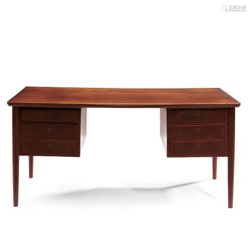 Gustav Bertelsen Teak Desk, Denmark, c. 1950, partial paper ...