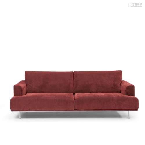 Cassina Sofa, Italy, 21st century, upholstered in crimson Al...
