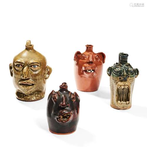 Four Ceramic Face Jugs, North Carolina, contemporary, Jeff M...