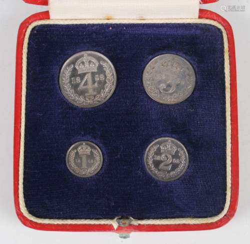 A Victoria Old Head four-coin Maundy set 1898, within a gilt...