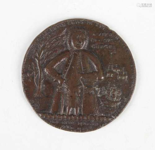 A copper medallion commemorating the Capture of Fort Chagre ...