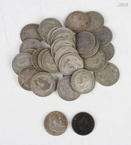 A small collection of pre-1947 British silver half-crowns, t...
