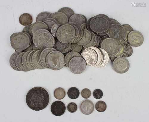 A collection of pre-1947 British silver coinage, including c...
