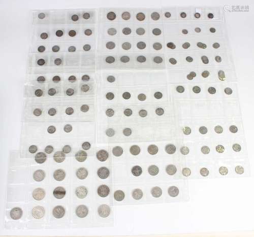 A collection of pre-1947 British silver nickel coinage, toge...