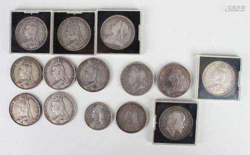 Eleven 19th century silver crowns, including a George IV cro...