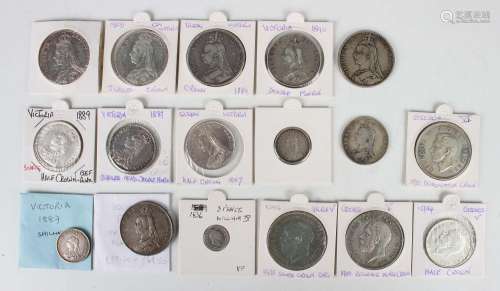A collection of Victorian and later silver coinage, includin...