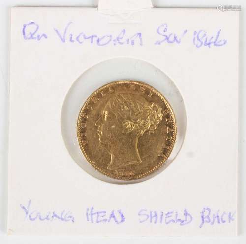 A Victoria Young Head shield back sovereign 1846.