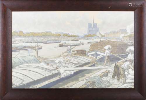 Henri Riviere - View of the Seine and Notre Dame, Paris, lat...