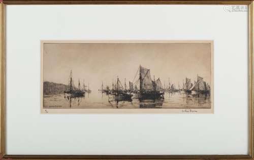 Arthur Briscoe - 'Brixham Trawlers', monochrome etching circ...