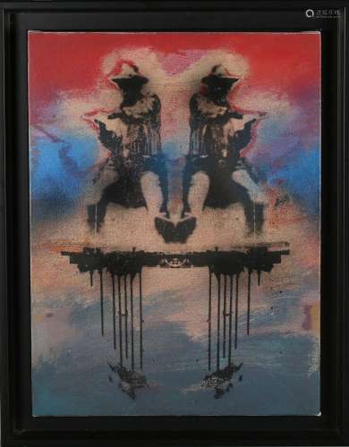 Jim Starr - Double Trouble, mixed media screenprint with spr...