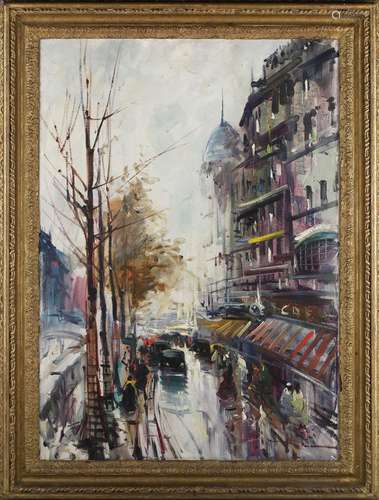 Circle of Claudio Simonetti - Parisian Street Scene, oil on ...