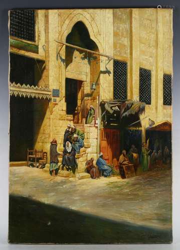 Charles Launay - Orientalist Street Scene, late 19th/early 2...