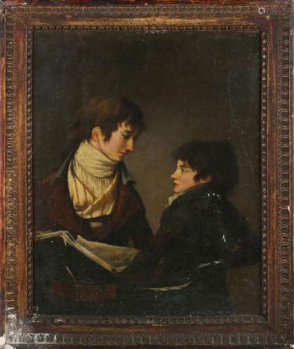 British School - Portrait of a Young Man and a Boy, late 18t...