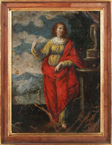 Continental School - A Female Saint in a Landscape, 19th cen...