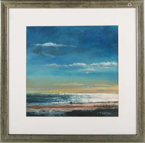 S.J. Skilton - 'The Beach Bognor', mixed media, signed recto...